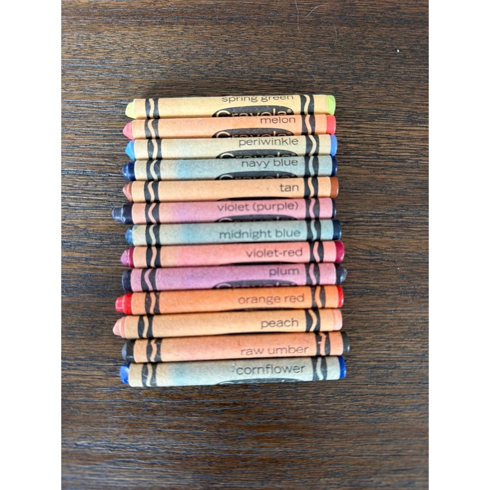Crayola Crayons  13 Spring Green Raw Umber Cornflower Vintage Binney & Smith